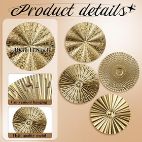 Hicarer 12in sunburst wall art in gold ideal for entryways