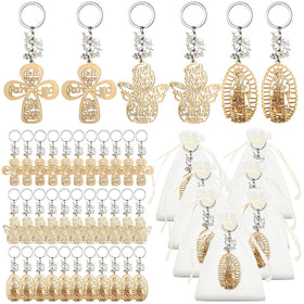Hicarer baptism key ring cross wooden design, a lasting keepsake