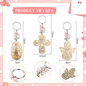 Hicarer christening wooden keyring featuring angel design and natural wood finish