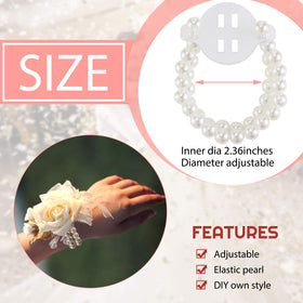 Hicarer elastic wrist corsage pearls close-up, secure wear for long events.