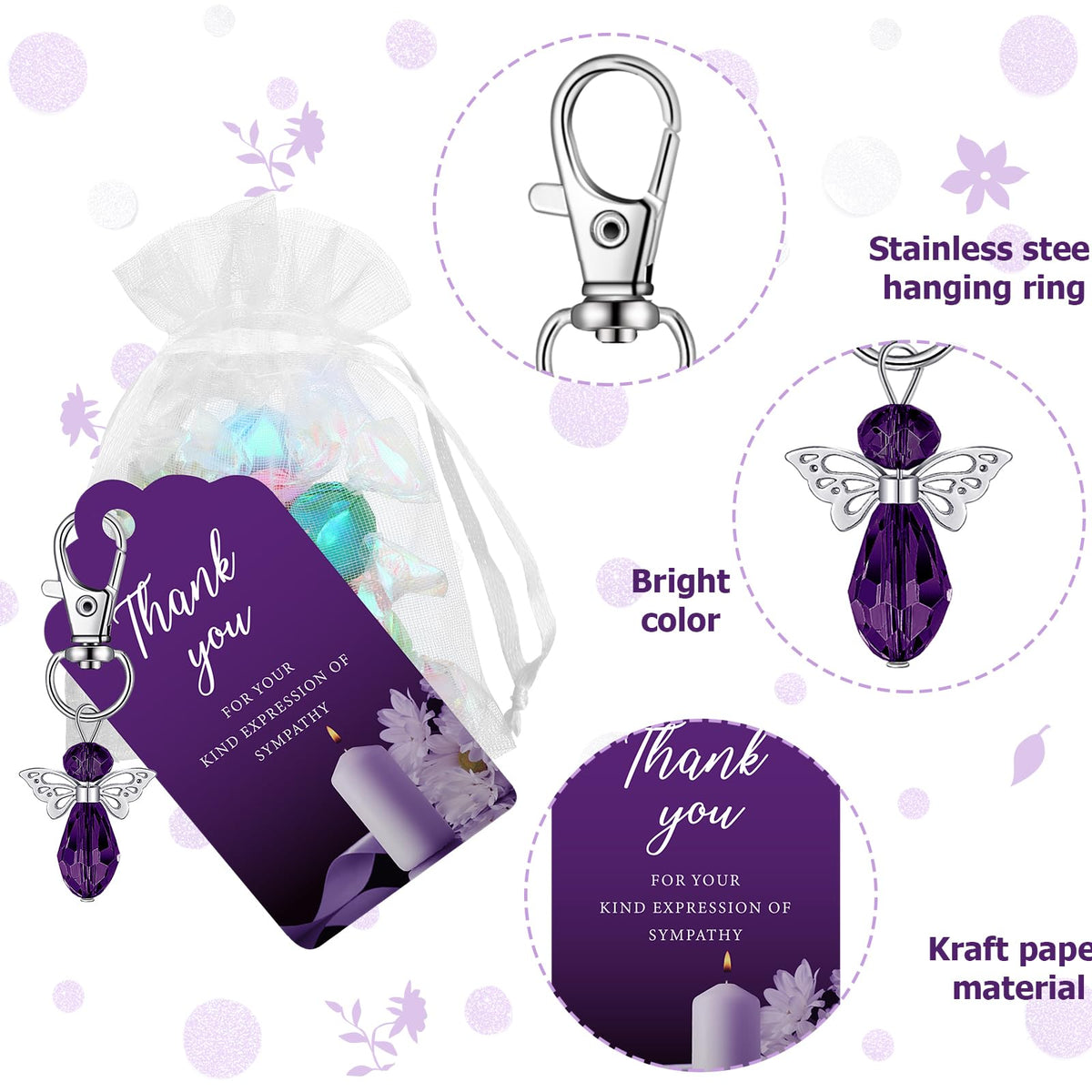 Hicarer thank you tag memorial in purple complements cards and gifts.