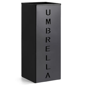 Hiceeden square metal umbrella holder front view, sturdy base helps keep umbrellas upright