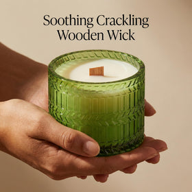 Hidden Label citronella on patio dining table adds inviting ambiance.