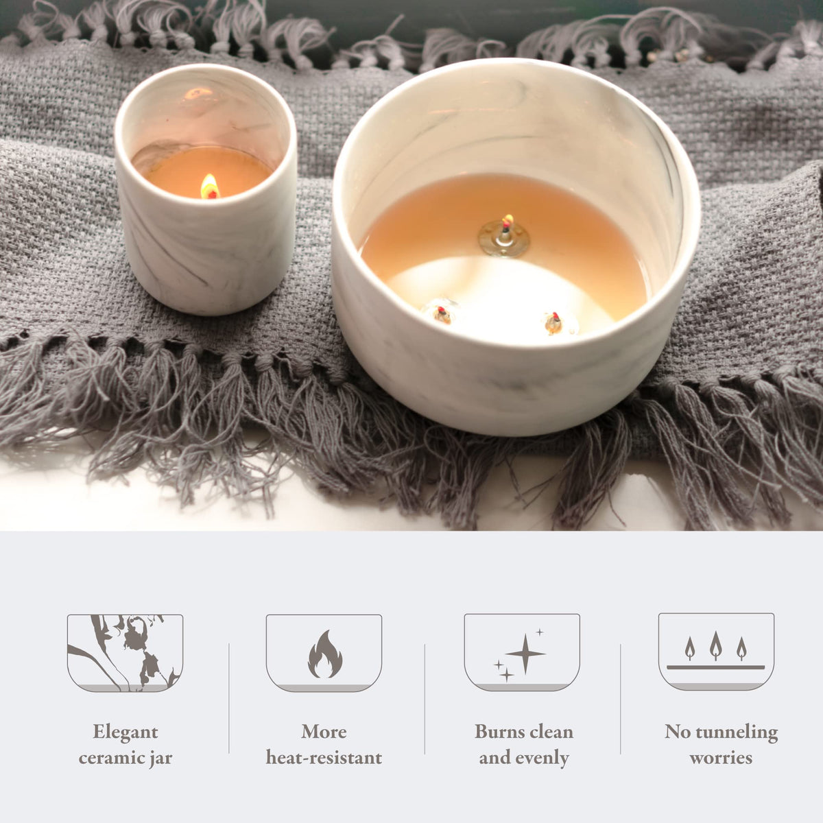 Hidden Label Vanilla Caramel Soy Candle gift ready packaging appeals to decor lovers