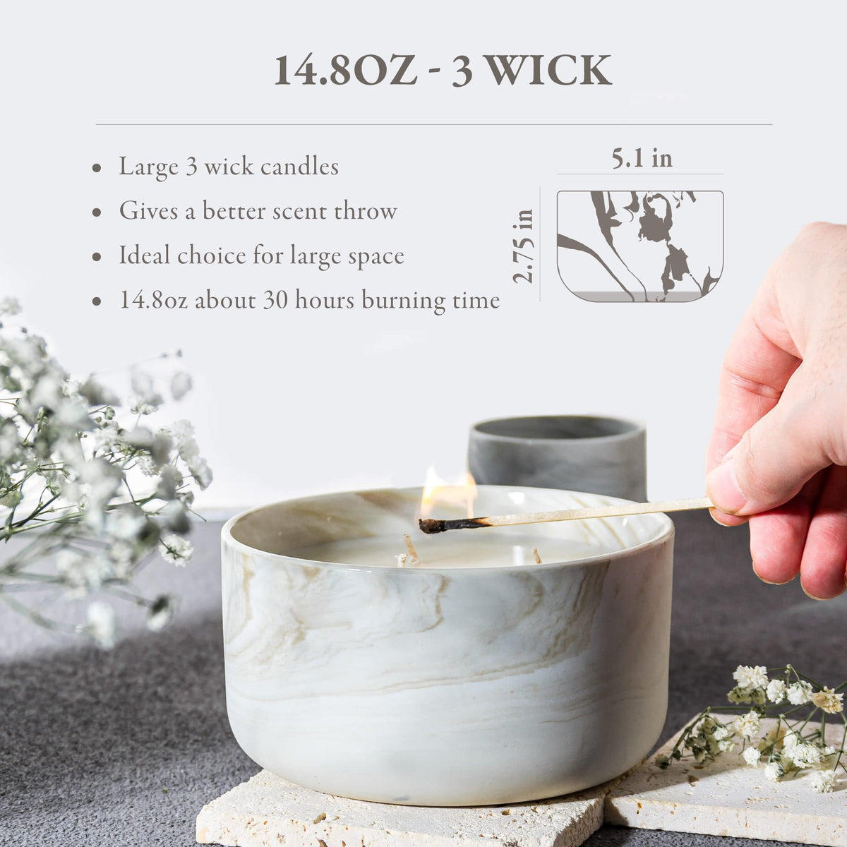 Hidden Label Vanilla Caramel Soy Candle in living room setting enhances cozy atmosphere