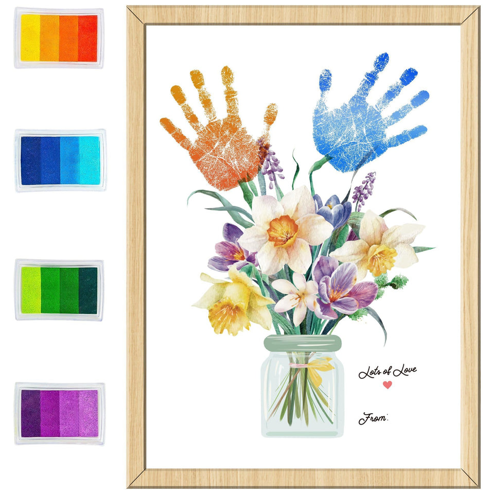 HiFulerr handprint flowers frame front view for warm Mother's Day decor