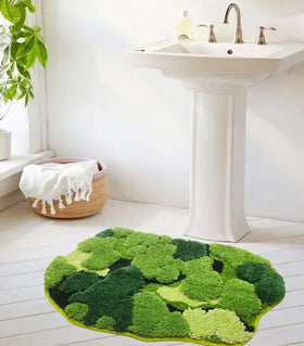 Hifuwan moss bath mat with 3D leaf texture to elevate floor texture