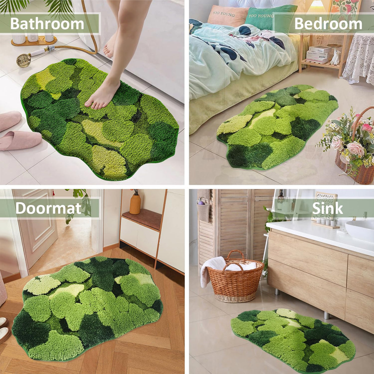 Hifuwan machine washable plush moss rug stays vibrant after washing