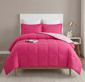 HIG 3pc pink twin-xl comforter set with reversible two-tone design for easy room refresh