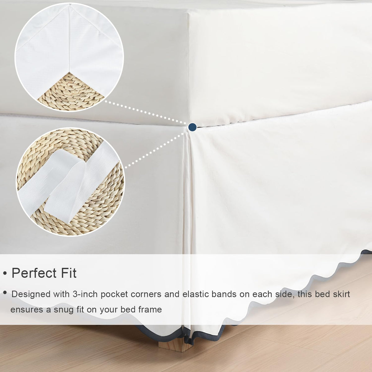 HIG 14-inch drop bed skirt shown on a frame for secure fit