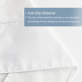 HIG Bed skirt conceals under-bed storage for a cleaner room