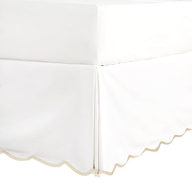 HIG Off White Chic Queen bedskirt front view with scallop edge and privacy