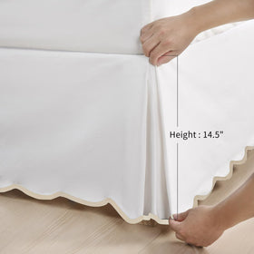 HIG Off White Chic Queen bedskirt top view reveals anti-slip fabric for stability