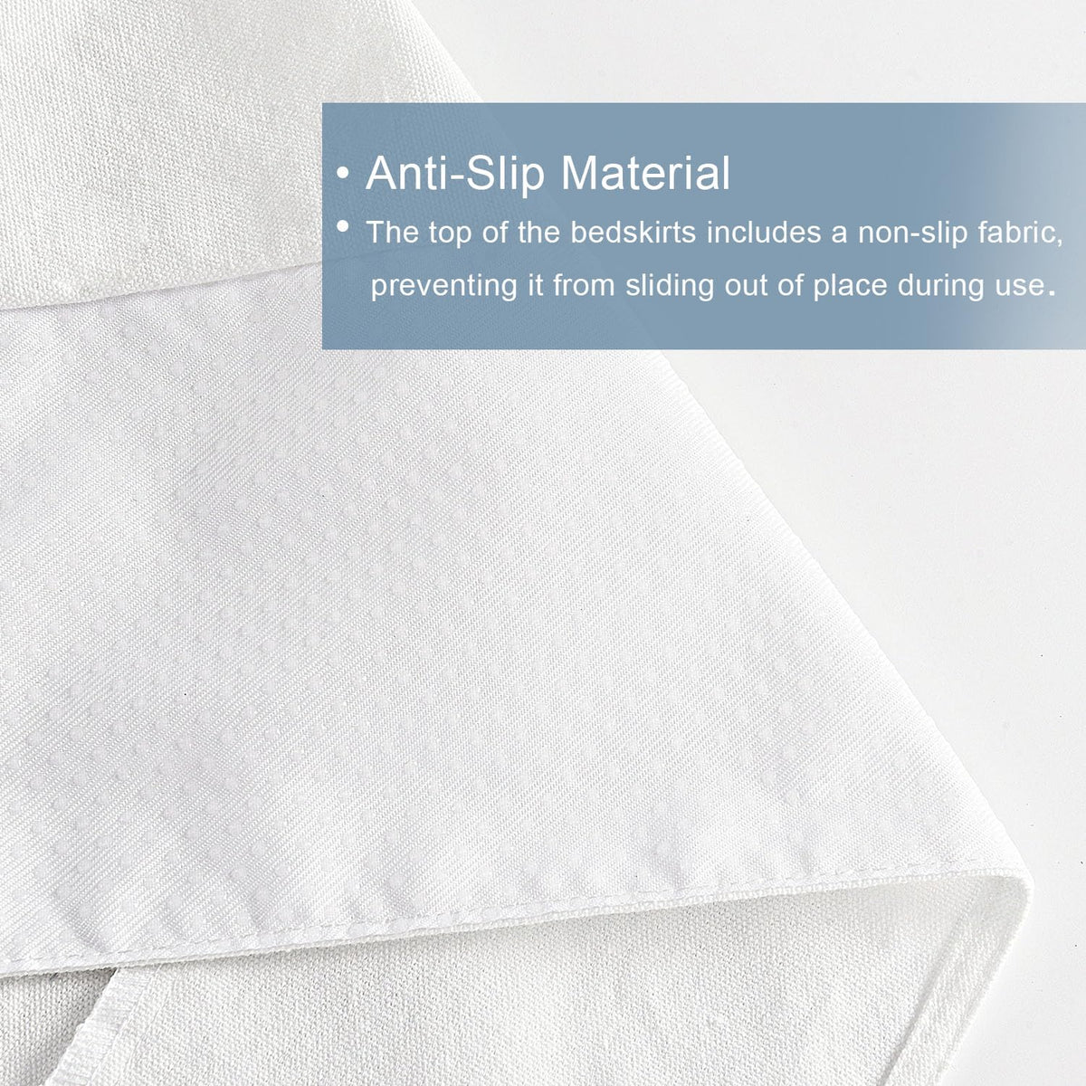 HIG Off White Chic bedskirt compatible with Queen and King beds for a seamless fit.
