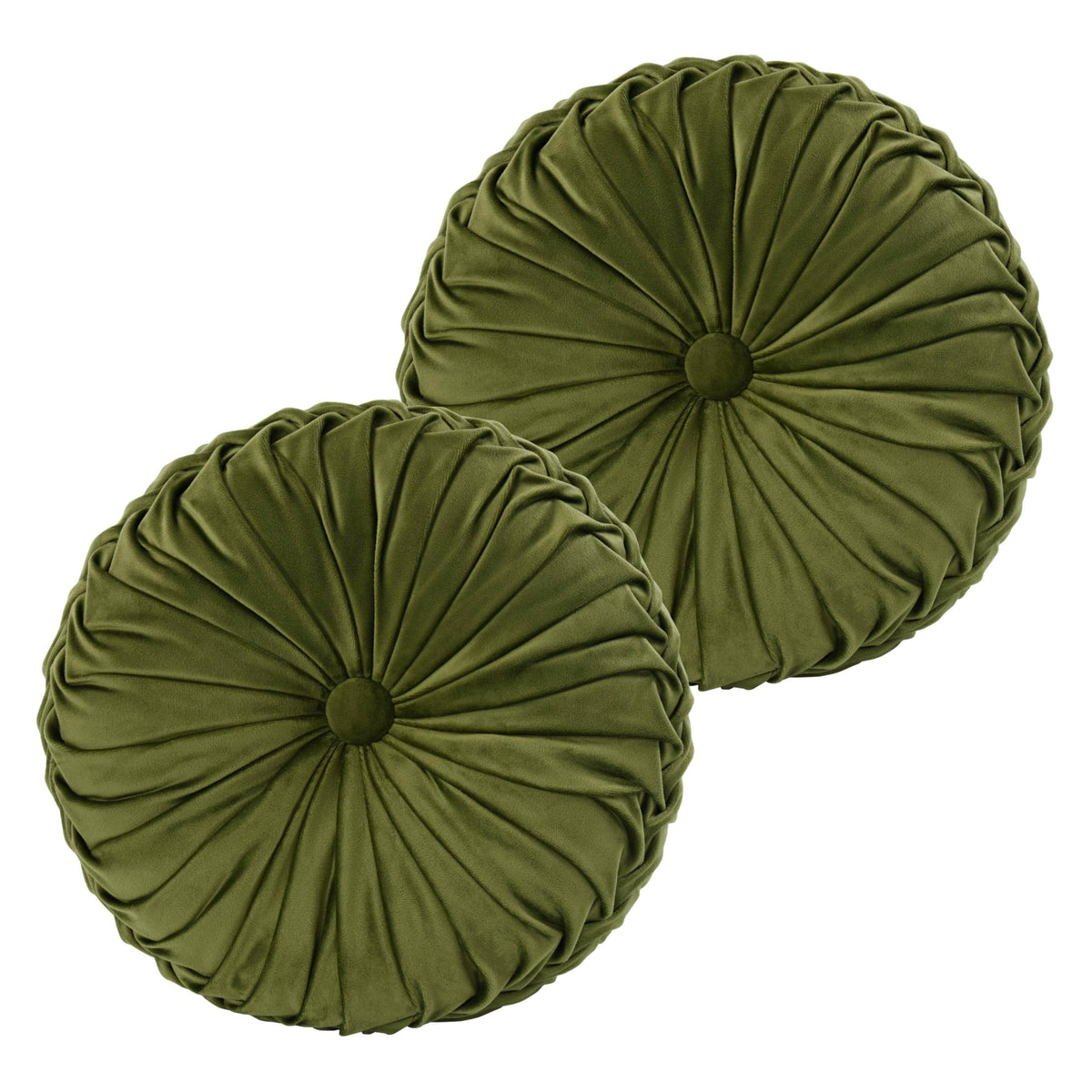 HIG Ripple olive round pillow front view shows luxurious texture for sofa styling