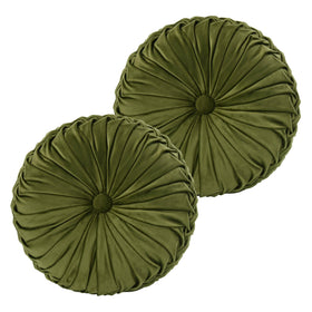 HIG Ripple olive round pillow front view shows luxurious texture for sofa styling