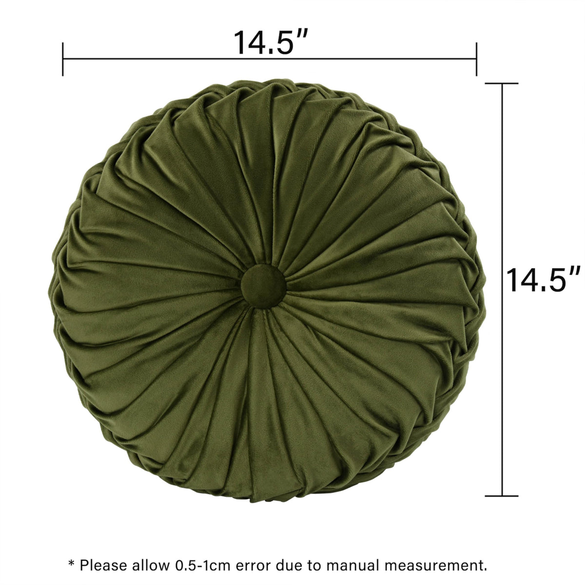 HIG Ripple olive round pillow on sofa for cozy back support
