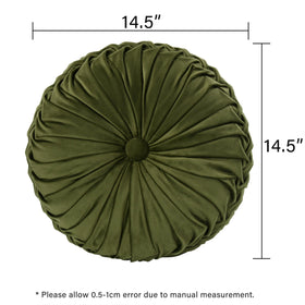 HIG Ripple olive round pillow on sofa for cozy back support