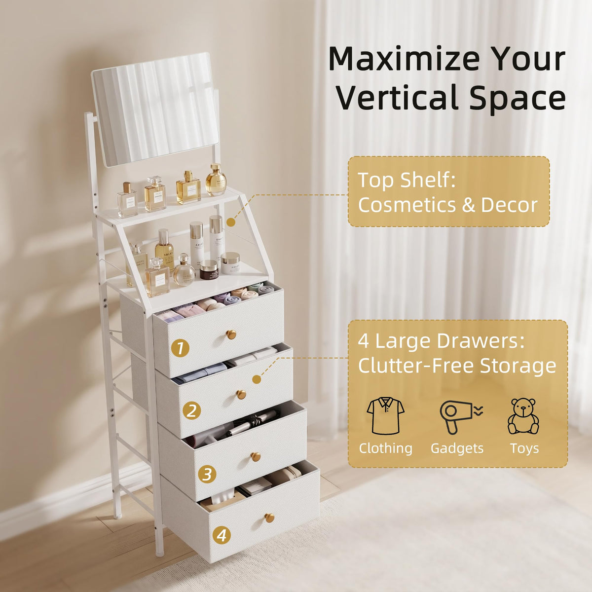 HIGDBFE drawers organized for clothes and accessories in small spaces