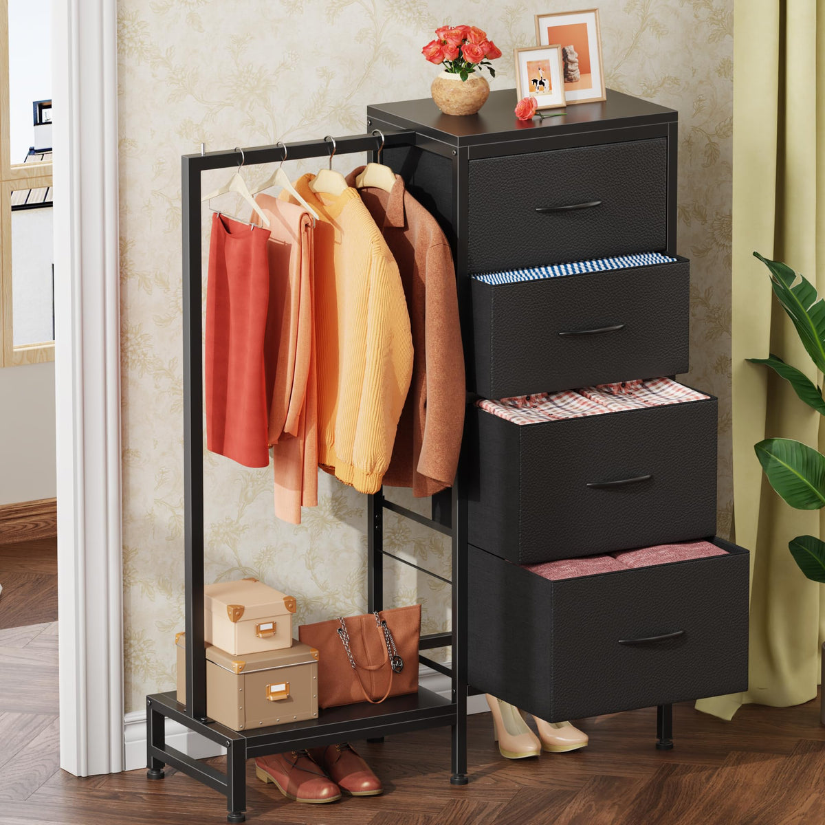 HIGDBFE 44-inch height unit frees floor space for outfits