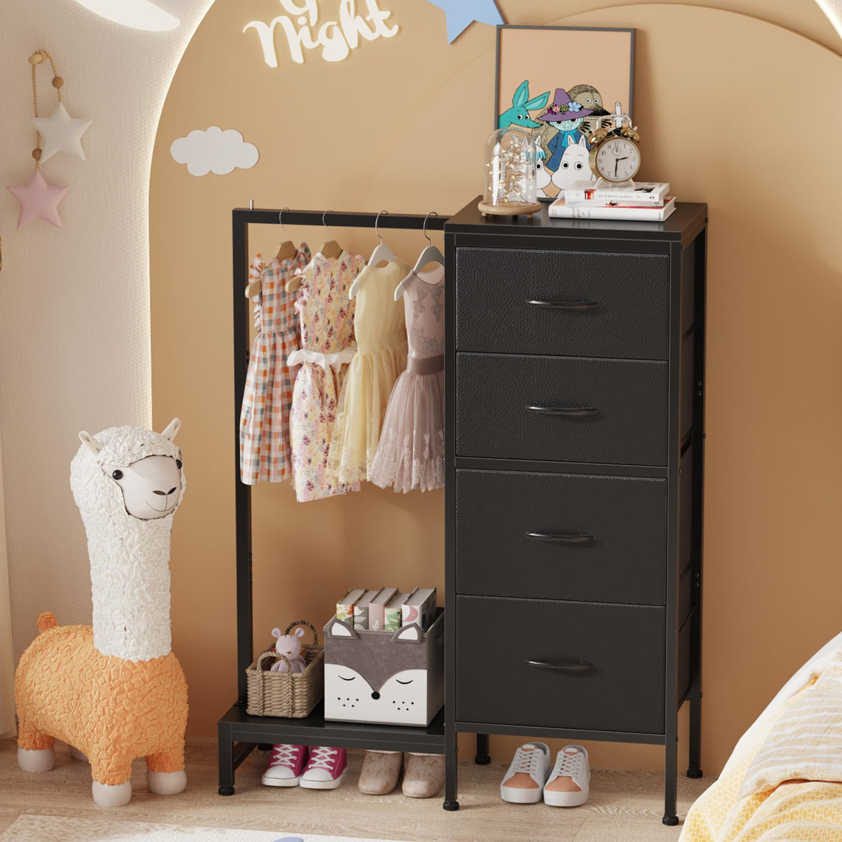 HIGDBFE compact black design complements any room's decor and shoes area