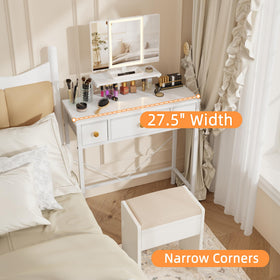 HIGDBFE vanity desk height-adjustable stand demonstrating customized comfort