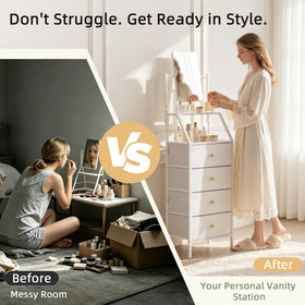 HIGDBFE vanity with adjustable mirror ideal for makeup routines