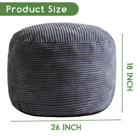 HIGOGOGO corduroy pouf showing plush texture and memory foam chunks