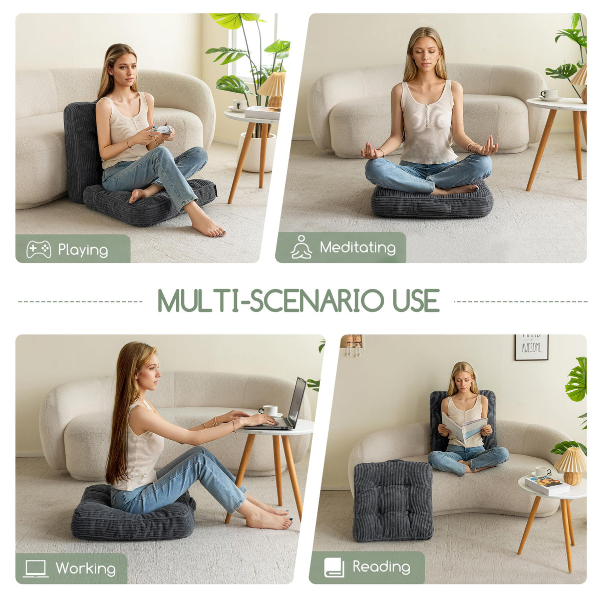 HIGOGOGO floor pillow fits well in living rooms and meditation spaces
