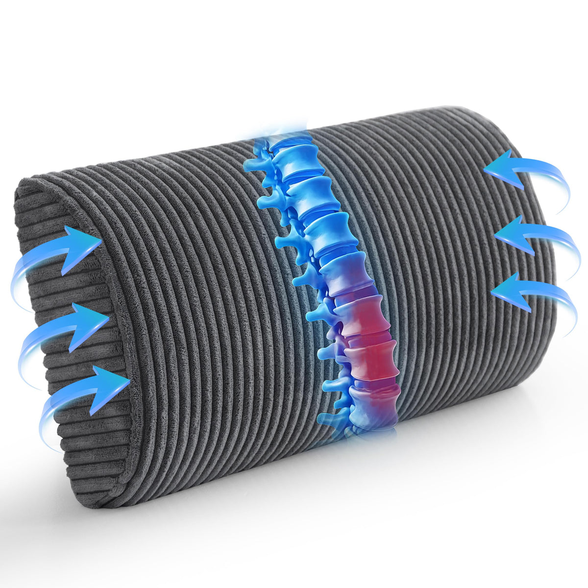 HIGOGOGO lumbar support pillow front view for recliners enhances back support
