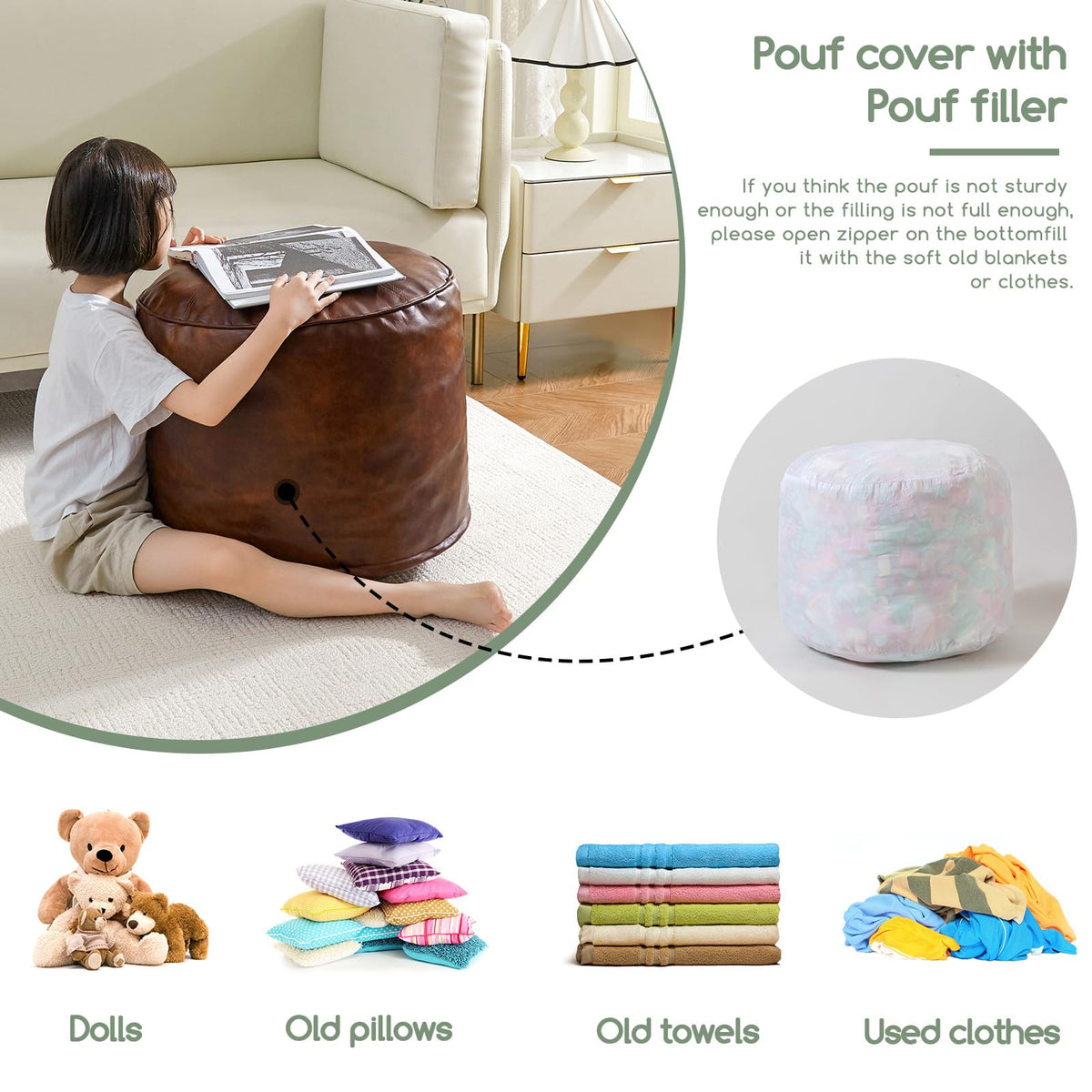 HIGOGOGO memory foam chunk filling offers cushioned foot support on a sofa.