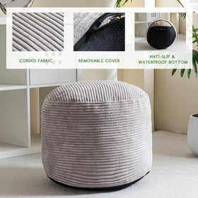 HIGOGOGO pouf bottom opening shows easy refilling of memory foam.