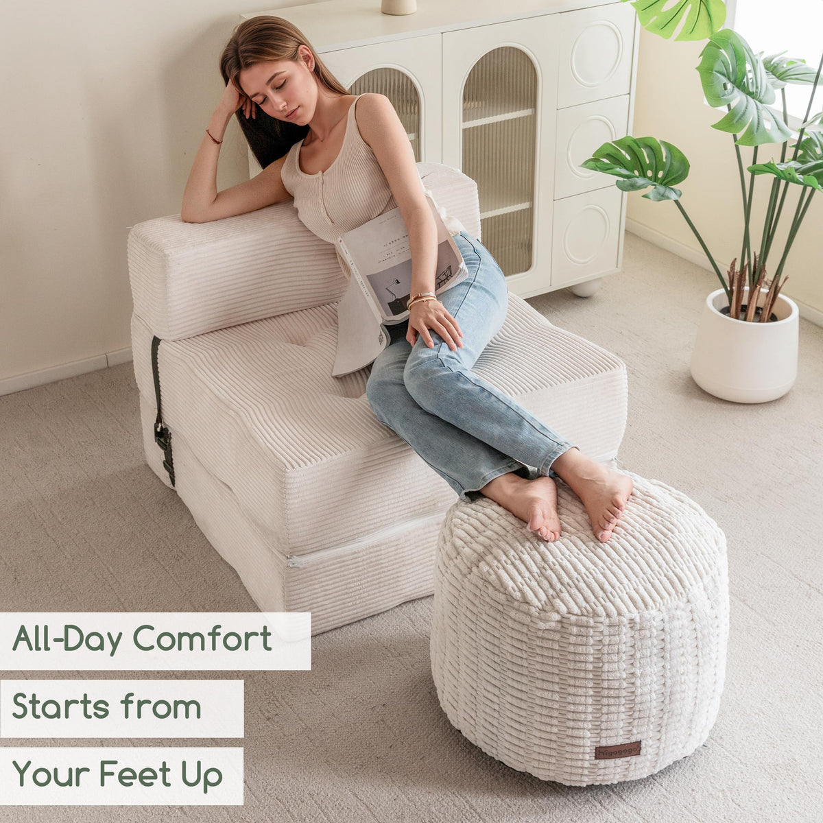 HIGOGOGO non-slip bottom keeps the pouf stable during use