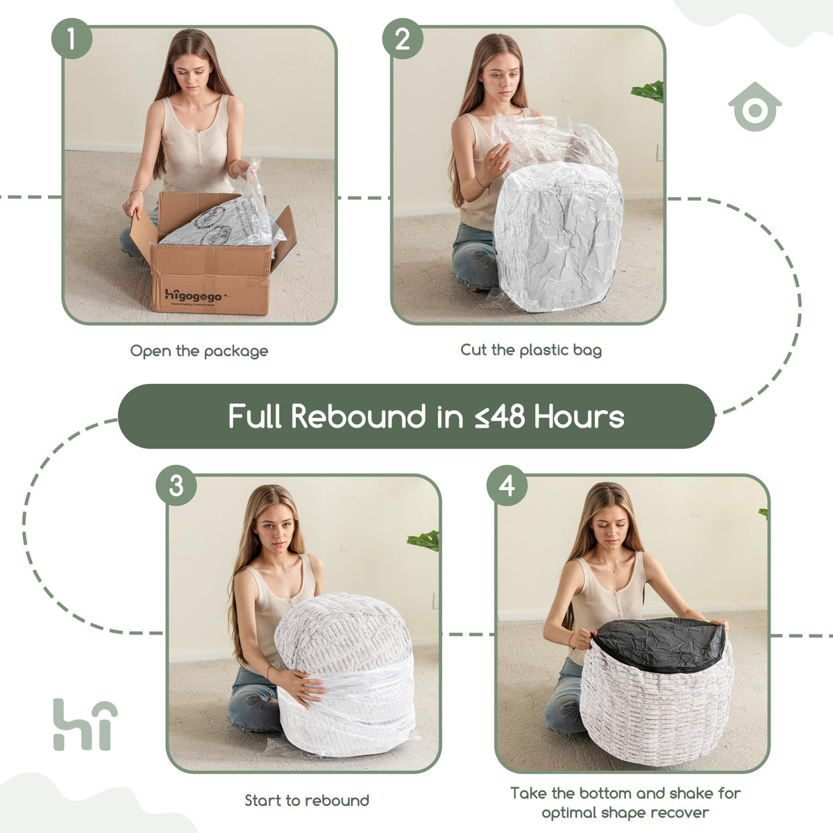 HIGOGOGO decorative ottoman doubles as a small table or accent piece.