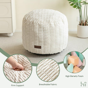 HIGOGOGO pouf ottoman features a non-slip bottom for secure placement.