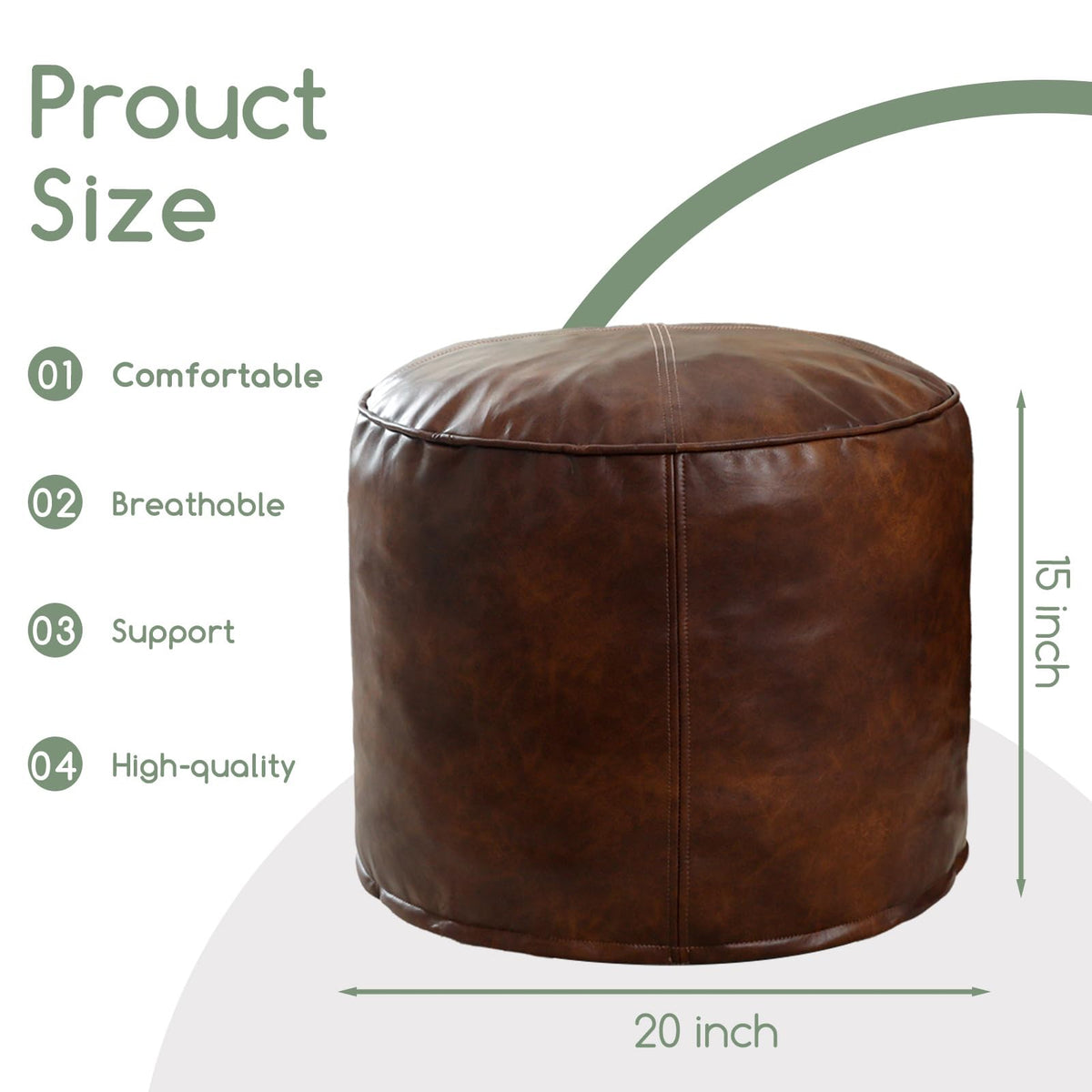 HIGOGOGO PU leather pouf shows a soft outer surface adding elegant decor.