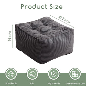 HIGOGOGO square pouf shows corduroy texture for durable, cozy seating.
