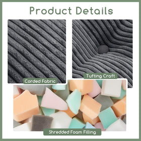 HIGOGOGO dark grey square pouf complements modern living spaces.