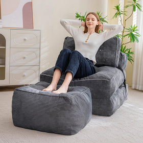 HIGOGOGO 21x21 inch pouf fits beside sofa or bed.