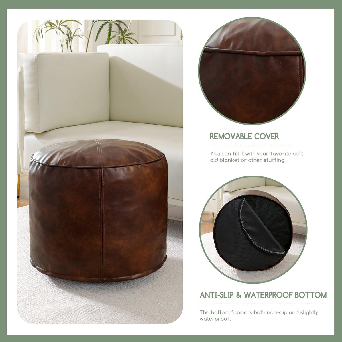 HIGOGOGO storage ottoman holds towels or blankets for tidy living spaces.