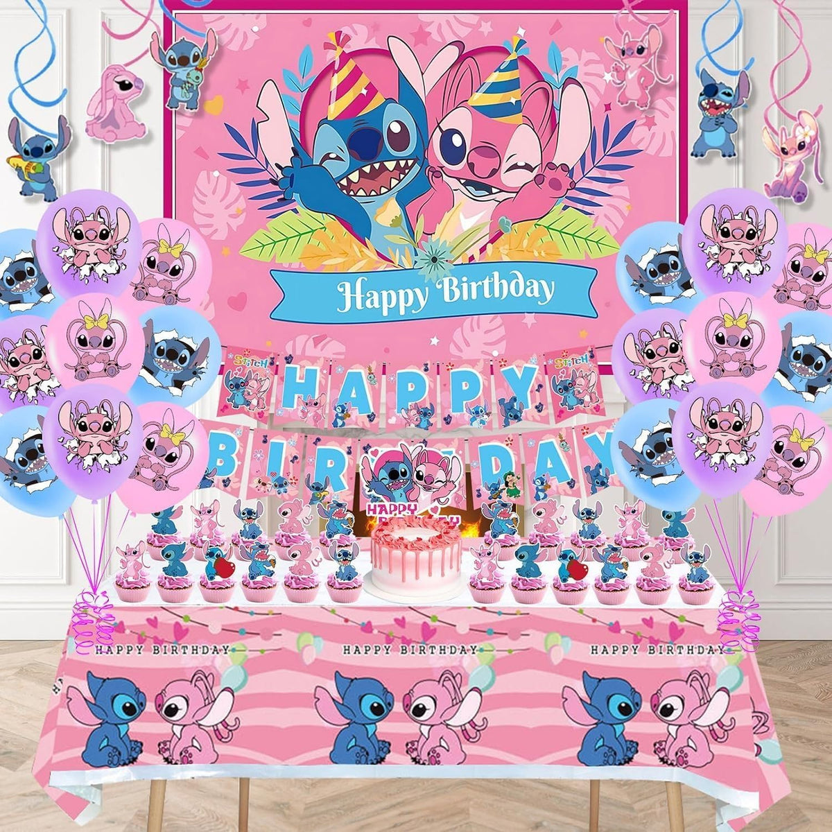 Higyther Stitch backdrop and tablecloth help create a cohesive, waterproof party setup
