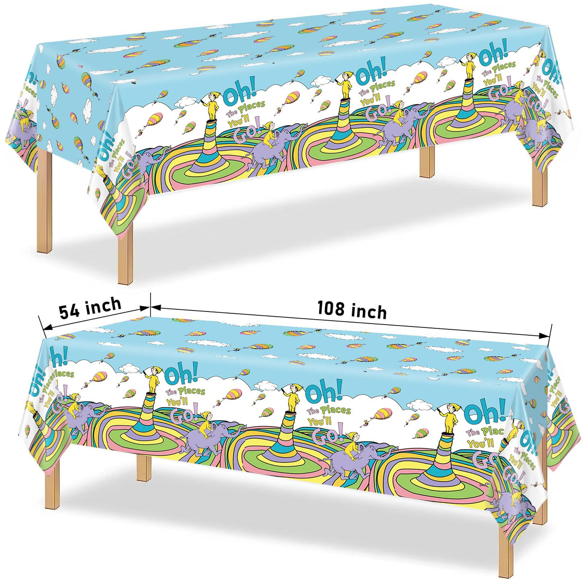 HigzYovn Congrats tablecloth ties the Oh The Places theme together