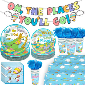 HigzYovn Oh The Places banner creates a festive graduation backdrop for a kinder party
