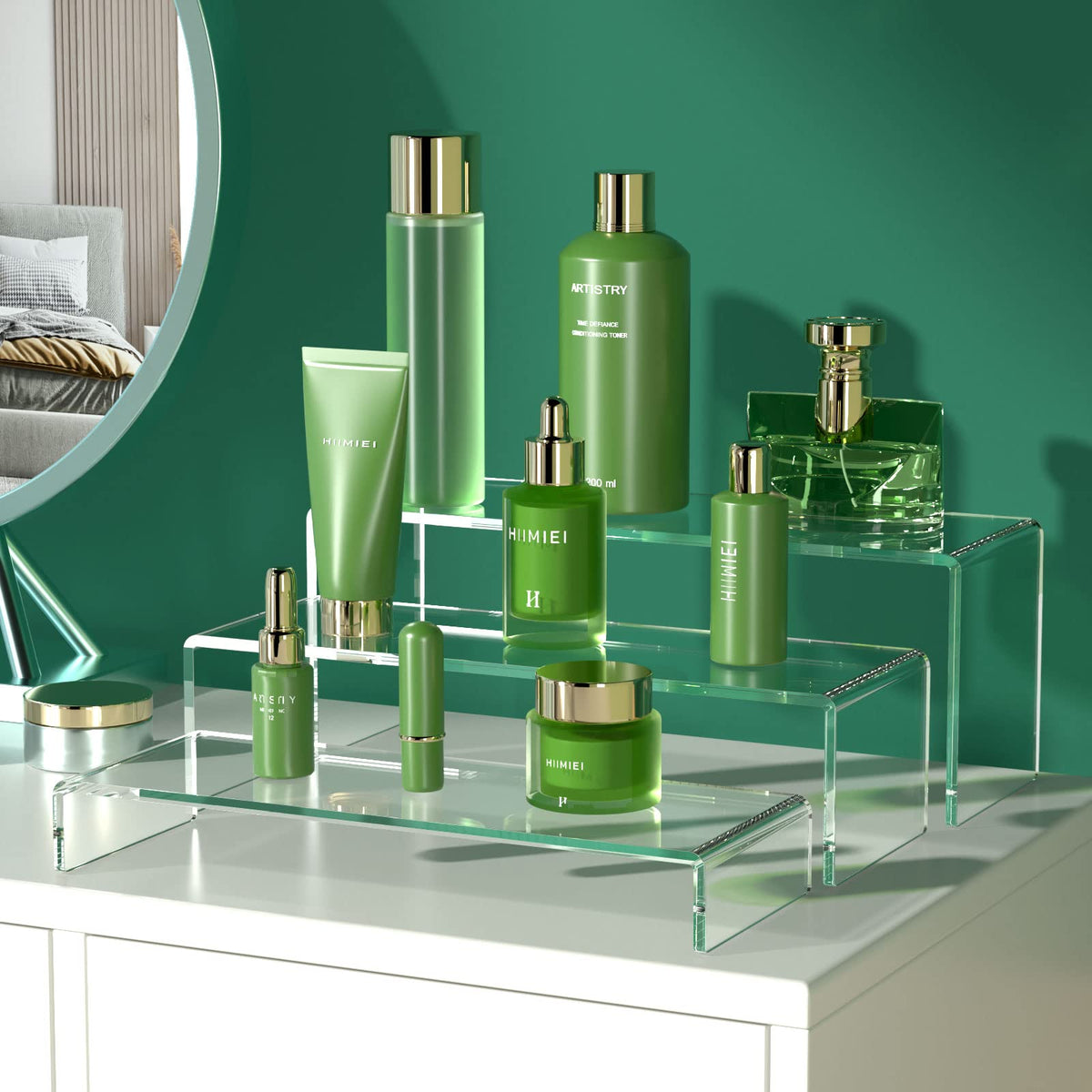 HIIMIEI acrylic display riser jewelry-display organizes pieces neatly on multiple levels