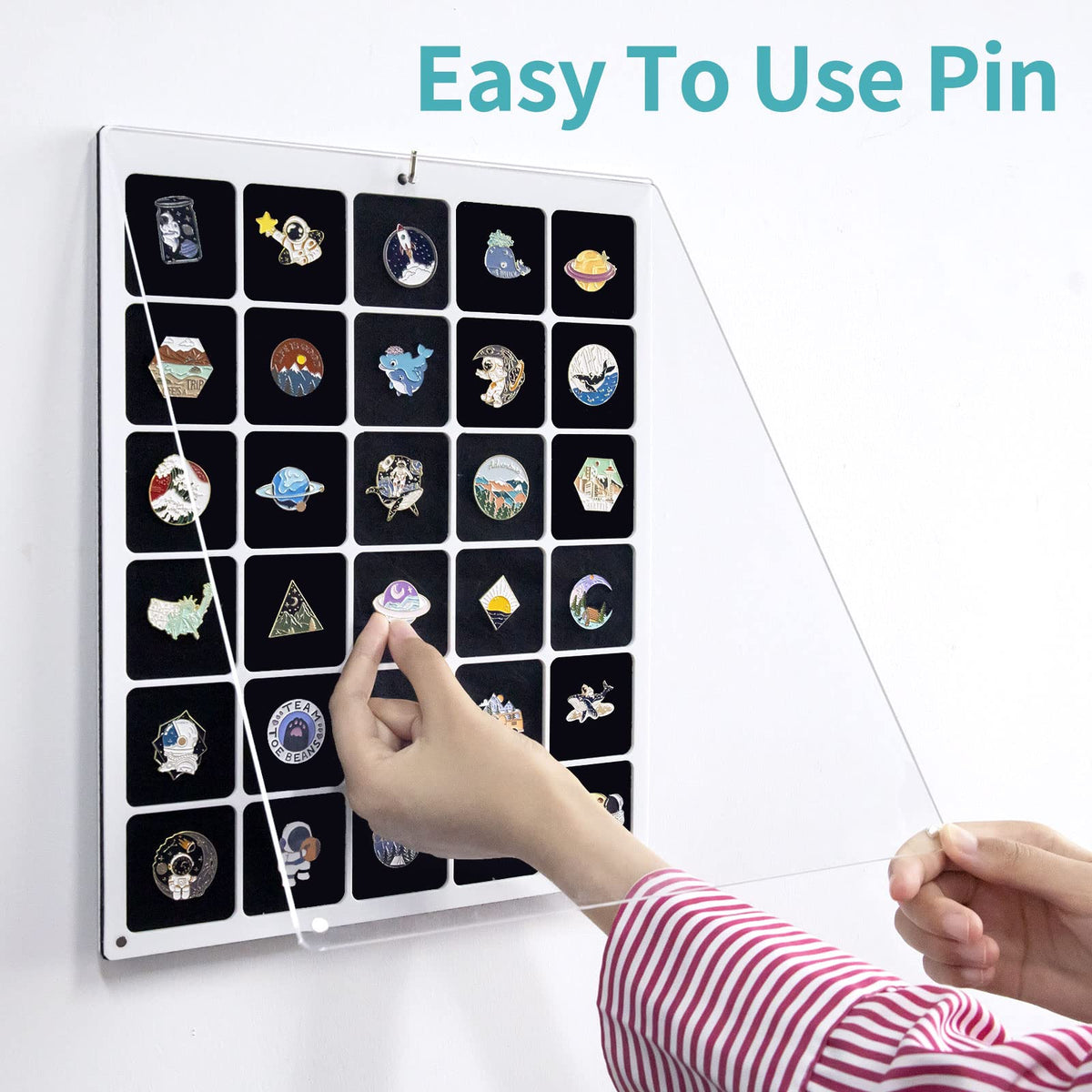 HIIMIEI high-clarity lid and felt backing protect 3D pin details