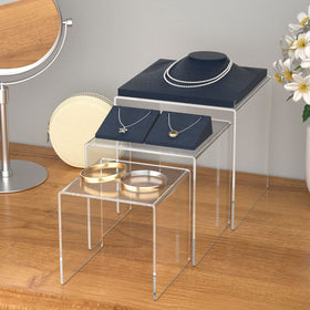 HIIMIEI jewelry-makeup-perfume display risers showcase accents attractively