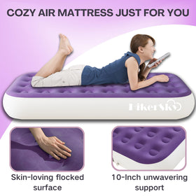 Hikersky inflatable bed inflates in about two minutes for travel.