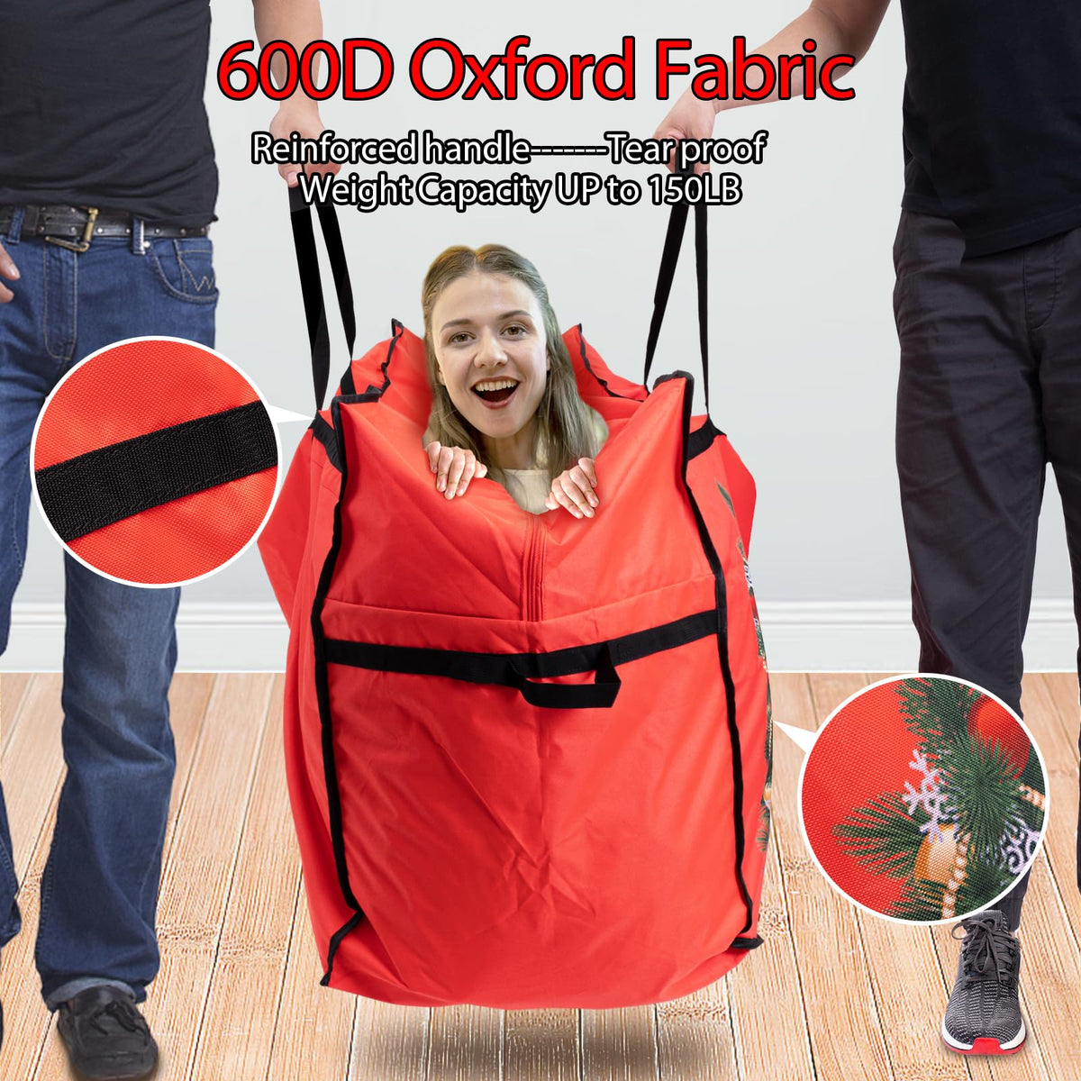 HikooLSS storage bag with dual handles for easy carrying of a large tree