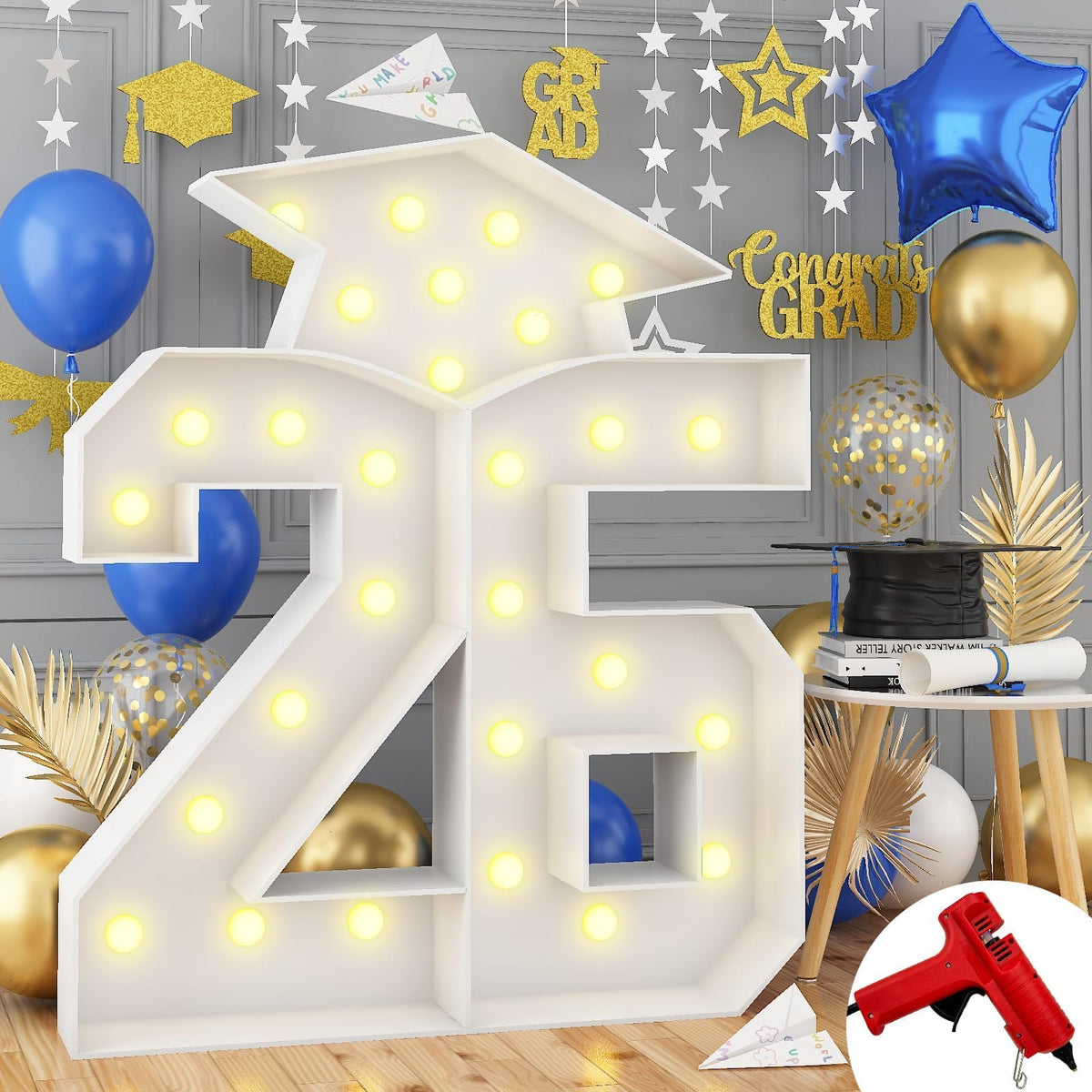 HILAVO 4.5ft graduation numbers with cap illuminate a photo-ready centerpiece