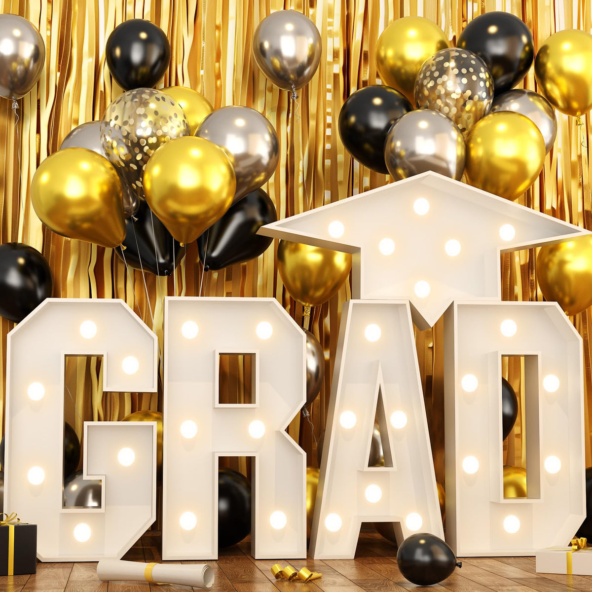 HILAVO Grad 3ft letters display bright centerpiece for graduation celebrations.